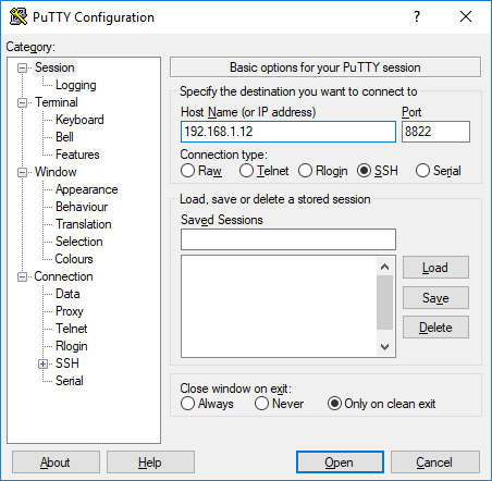 conectar putty desde synology