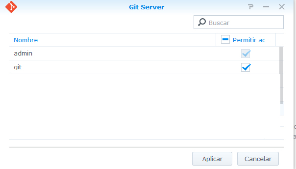 dar permisos de usuario a git synology